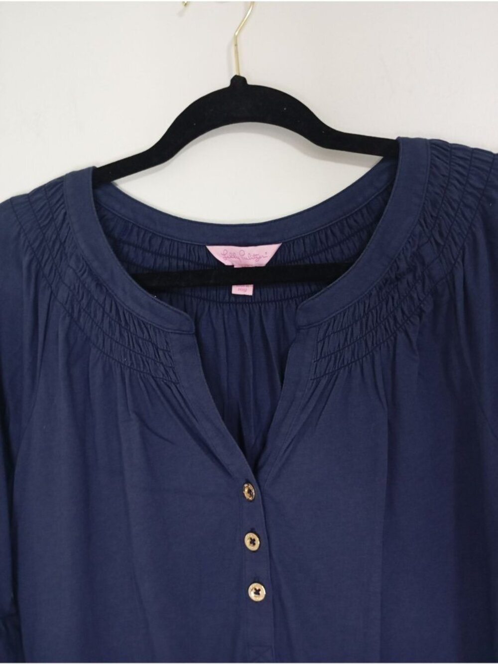 Lilly Pulitzer Womens Navy Blue Pima Cotton Bell Sleeve Tunic Dress Size Small - Picture 4 of 10